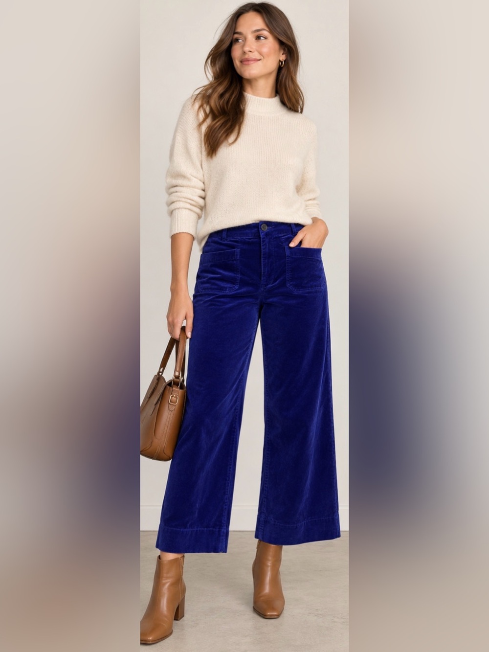 Maeve Anthropologie The Colette Velvet Wide Leg Pants Cobalt Blue Purple 31P NWT